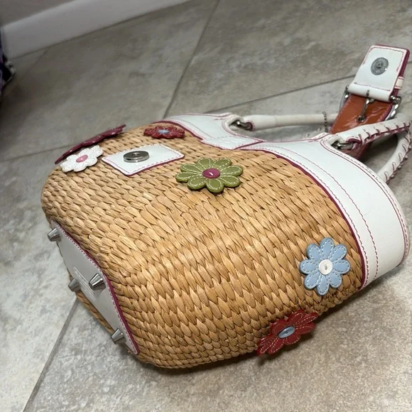 Vintage Coach Straw Bag with Daisies A04K-4443 Limited Edition/Rare - Picture 8 of 16
